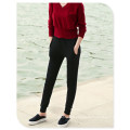 Pure Cashmere Knitting Casual Pants with Pockets and Elastic Waist Band for Ladies